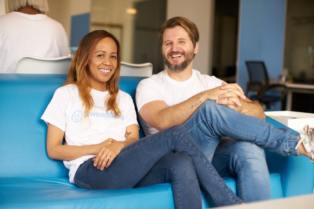 Aisha Pandor and her husband and SweepSouth co-founder, Alen Ribic.
