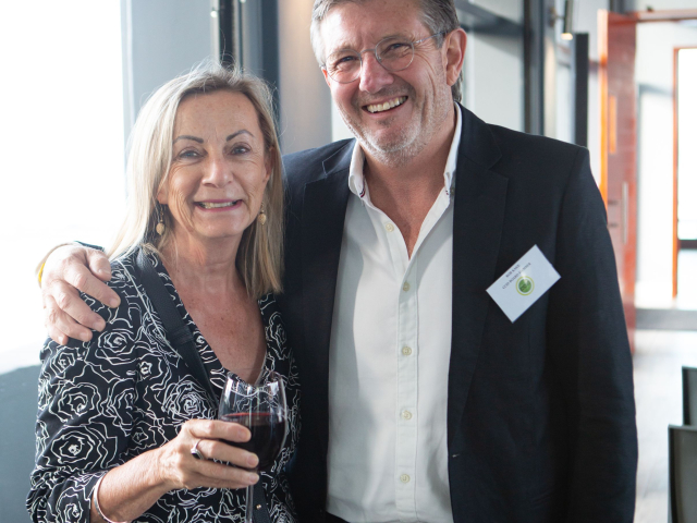 Laura Robinson, who has retired as a board director with board chairperson Rob Kane