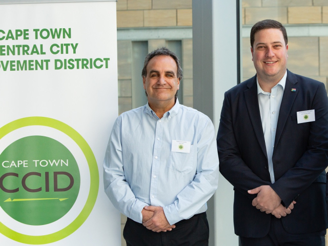 CCID CEO Tasso Evangelinos and Mayor Geordin Hill-Lewis