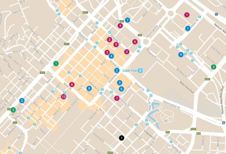 A map of certain city centre facilities that will be open during Lockdown.