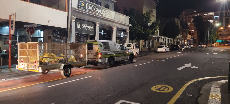 CCID van with dirt on trailer