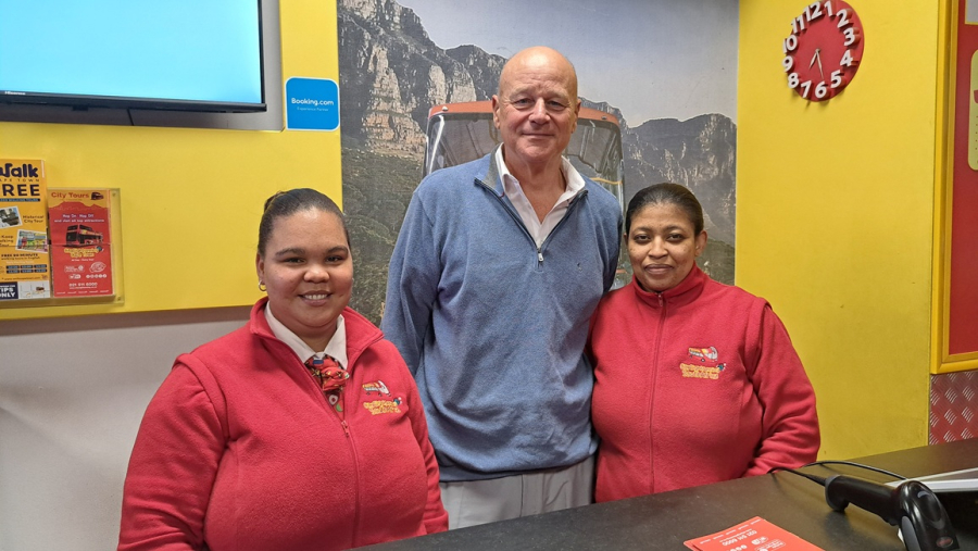 Claus Tworeck with staff members from the Long Street ticket office